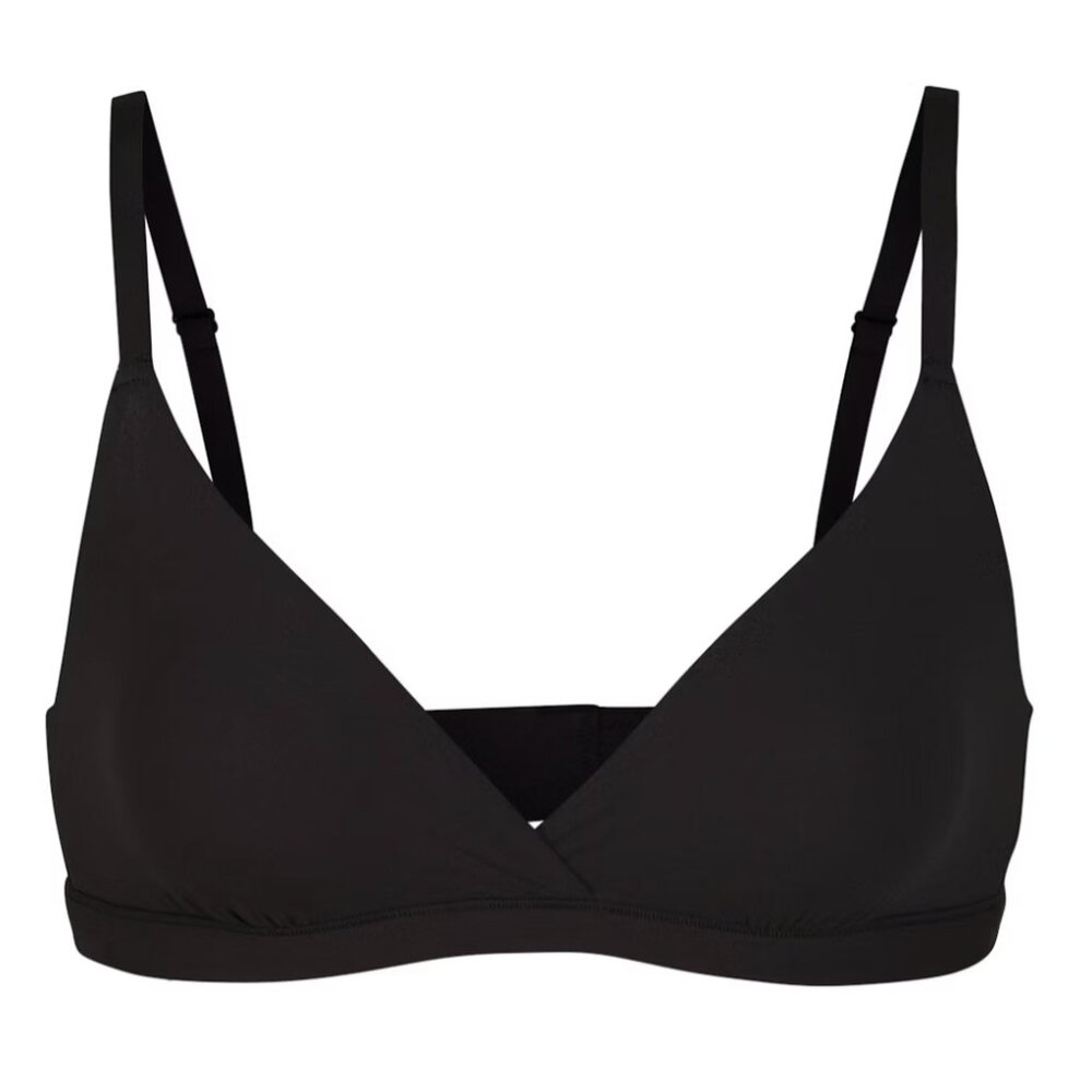 SKIMS Crossover Bralette Fits Everybody Onyx Black Surplice Adjustable Sz Large